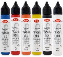 6 vaska pildspalvu komplekts (varavīksne) - 6 x 28 ml sveču pildspalvas vaska pildspalva Sveču pildspalva vaska pildspalva svecēm Gleznošana Sveču pildspalva Dekoratīvais vasks Viva Decor