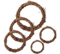 Klasisks Ziemassvētku vainags, dabīgie vīnogulāju vainagi rotangpalmas sienu rotājumiem, Helovīna vainags, DIY vainags, Lieldienu vainags, sienu dekori, ar rokām pīti 5 gab.