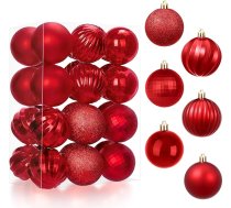 Joiedomi 24 gabali sarkani Ziemassvētku Baubles 6cm Shatterproof Ziemassvētku Baubles Hanging Dekorācijas Ziemassvētku Eglīte Vainags Girlande Brīvdienu Kāzas