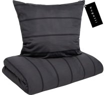 bugatti Gultas veļa 155 x 220 cm - satīna gultasveļa antracīts/melna, 100% kokvilna, 2 daļu komplekts ar rāvējslēdzēju