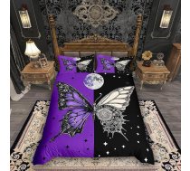 Homemissing Black Purple Butterfly gultas veļas komplekts 135 x 200 cm Starry Sky sega sega ar Zip Zvaigzne Mēness drukāt ar 1 spilvendrānu Vintage Ziedi gultas veļas komplekts