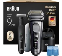 Braun Series 9 PRO+ vīriešu elektrisko skuvekļu komplekts, ražots Vācijā, + Braun Series XT3 sejas un ķermeņa skūšanas ierīce, elektriskais skuveklis, ķemmes uzgalis, 45 min. akumulators, ūdensizturīgs, XT3200, melns