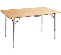 BRUNNER Camping King S Izvelkamais galds piknikam, kempingam, dārzam, terasei - alumīnija ar elegantu bambusa plauktu - taisnstūra formas izturīgs ar kravnesību līdz 30 kg