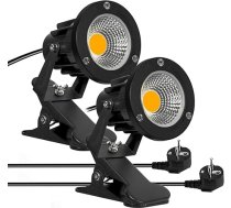 COB LED prožektors ar skavu, 7 W, 3 m kabelis, IP65 ūdensizturīgs, āra un iekštelpu apgaismojums (silti balts, 2)