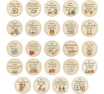 24 sīkās detaļas Adventes kalendāram, koka kuponu komplekts pāriem 2025 – radošas idejas randiņiem, pieredzes dāvanas Ziemassvētkiem, Valentīna dienai, dzimšanas dienai, gadadienai, Adventes kalendārs pāriem