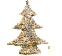 com-four® Mākslīgā Ziemassvētku eglīte ar sniegu, apgaismojumu un taimeri, egle ar mākslīgo sniegu un 40 siltā balta krāsas LED gaismām, Ziemassvētku rotājums, atmosfēriska apgaismojuma lampa Ziemassvētkiem (1 gab. iepakojumā – zaļa –
