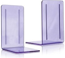 Acrimet grāmatu turētāji, 1 pāris caurspīdīgu plastmasas grāmatu turētāju plauktiem vai galda virsmai, grāmatu turētājs mājām, birojam, bibliotēkai, skolai (caurspīdīgs-violets)