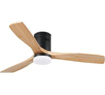 M mimotec griestu ventilators ar LED apgaismojumu, melns, ar apgaismojumu un tālvadības pulti, zems enerģijas patēriņš, līdzstrāvas motors, 6 ātrumi, kluss, 4 izvelkamie lāpstiņas