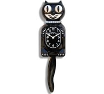 Melnā „Miss Kitty Cat“ pulksteņa, klasiskais melnais, garums no astes gala līdz ausu galotnēm – 32 cm, klasiskais
