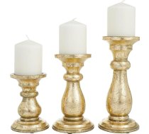 Deco 79 Tradicionāls koka svečturis, stāvošs svečturis mājas dekorēšanai, kāzām, vakariņām un ballītēm, 3 gab. (10", 8", 6"), zelta krāsā