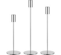 Sudraba svečturi, 3 gab. komplekts, 32/27/22 cm augsti svečturi 3/4" cilindriskajām svecēm; dekorēšanai, kamīna plauktam, kāzām, vakariņām, galda dekorēšanai