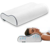 Z-hom atmiņas putu spilvens, 59 x 39 x 10/12 cm, ērts spilvens kaklam un plecu sāpēm, gulēšanai, ergonomisks ortopēdisks spilvens, kakla atbalsta spilvens, kakla spilvens (balts)