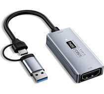 Newhope Video uztveršanas karte, HDMI uz USB/USB C 3.0 uztveršanas karte, 1080P HD 60 kadru sekundē tiešraide un video audio ierakstīšana spēļu, straumēšanas, mācību, video konferenču vajadzībām