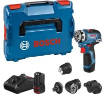 Bosch Professional 12V sistēmas akumulatora urbjmašīna GSR 12V-35 FC, ieskaitot 4 x FlexiClick piederumus, 2 x 3,0 Ah akumulatoru, GAL 12V-40 ātro lādētāju, L-BOXX 102 - FlexiClick sistēma