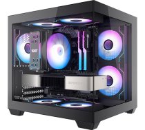 darkFlash ITX PC korpuss ar 3 PWM ARGB ventilatoriem Datora korpuss Pilna skata ITX korpuss ar dubulto rūdīto stiklu Mini izmērs Atbalsta 240mm AIO (C275P) (melns)