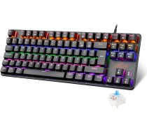 Rii mehāniskā spēļu tastatūra, spēļu TKL tastatūra ar QWERTZ, mehāniskā ar zilu slēdzi (skaļš), kabelis (nav iespējams nomainīt, vārpstas nav maināmas)