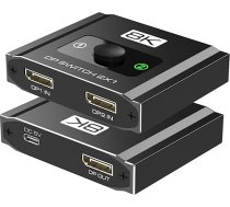 Displayport Switch 2-in-1-out, 8K@30Hz, 4K@120Hz, DP 1.4 DisplayPort Switcher Kompatibel mit PC, Laptop, Monitor, Gaming, TV, NVIDIA, AMD