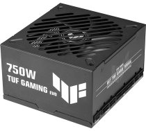ASUS TUF Gaming 750W Gold EVO spēļu barošanas bloks (750 W, ventilators ar dubultiem lodīšu gultņiem, saderīgs ar ATX 3.1 un PCIe 5.1, 80 Plus un Cybernetics Gold sertifikācija, marķēti kabeļi, melns)