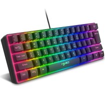 60% vadu RGB spēļu tastatūra, 61 taustiņu mini tastatūra ar 11 RGB hroma fona apgaismojumu, peldošas ABS taustiņu vāciņi, pilns taustiņu aizsargs, mehāniskā USB tastatūra