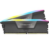 Corsair VENGEANCE RGB DDR5 64GB (2x32GB) DDR5 5600MHz CL40 AMD EXPO Intel XMP iCUE saderīga datora atmiņa - pelēka (CMH64GX5M2B5600Z40K)