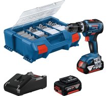 Bosch profesionālais 18 V sistēmas bezvadu āmururbis GSB 18V-55 (maks. Griezes moments 55 Nm, iekļauts 2x 4.0Ah akumulators, lādētājs GAL 18V-20, 82 gabali piederumu komplekts, L-Case Pick & Click)