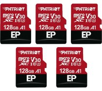 Patriot Memory 128GB A1 / V30 atmiņas karte Android tālruņiem un planšetdatoriem 4K video ierakstīšana - 5 vienību iepakojums