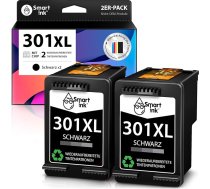 Smart Ink atjaunotas tintes kasetnes, kas paredzētas HP 301XL 301 XL (2 melnas krāsas multipakete) priekš HP Envy 4500 4504 5530 DeskJet 2540 3050 2510 1510 1000 1050 2050 3050A Officejet 2620 2622 4630