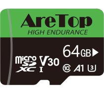 Aretop Micro SD karte 64 GB, atmiņas karte Micro SD + 1 adapteris, UHS-I, U3, C10, A1, A1, V30, 4K UHD Full HD video ierakstīšana Micro SD atmiņas karte kamerai/ viedtālrunim/dronam/kamera, līdz 90 MB/s