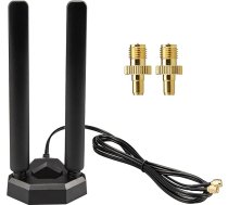 BOOBRIE WiFi 6E antenu komplekts 2,4GHz 5,8GHz 6GHz RP-SMA Male Magnētiskā bāze WiFi SUB 6 tīkla antenas antena un RP-SMA Female uz TS9 Male adapteris PCI-E bezvadu maršrutētāja Hotspot Extender pastiprinātājam