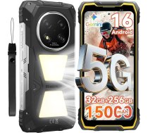 Blackview Rock 2 Pro brīvdabas mobilais tālrunis bez līguma, Android 16 brīvdabas viedtālrunis 5G 32GB + 256GB, 6,67 collu HD+ displejs 120Hz 15000mAh IP69K, 16MP AI kamera, NFC/OTG/GPS/Gemini AI/Glove Mode 2.0