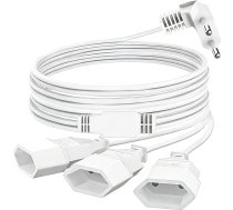 3 in 1 Verlängerungskabel Flachstecker 90° Eurostecker Verlängerung Flaches 3M Verlängerung Stromkabel Euro Steckdosenadapter Stromkabel Euro 2.5A/250V für TV PC Computer Lampen Monitor
