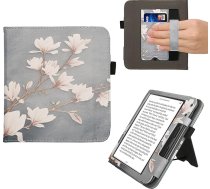 kwmobile Flip Cover saderīgs ar Kobo Kobo Kobo Libra Colour / Tolino Vision Colour - Futrālis ar aproci Magnolia Taupe White Blue Grey