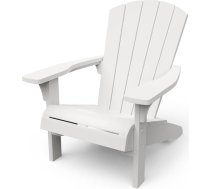Keter Troy Adirondack Garden Chair, White, Weatherproof, Wood Look, Stable up to 160 kg, Ergonomic Seat, Easy Care, for Patio and Balcony, 81 x 93 x 96.5 cm