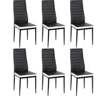 homewell Dining Room Chairs, Set of 6, Ergonomic Back with Steel Frame, Modern PU Leather Restaurant Chairs, Simple and Stylish Family Set (6, Black and White)