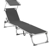 SONGMICS GCB19GYV1 sauļošanās krēsls, atpūtas krēsls, dārza atpūtas krēsls, ar jumtiņu, regulējamu atzveltni, salokāms, viegls, 55 x 193 x 31 cm, noslogojums līdz 150 kg, dārzs, balkons un terase, antracīts