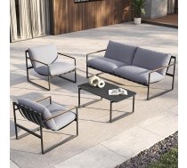 Grand patio dārza mēbeļu komplekts 4 personām, balkona mēbeļu komplekts 4 personām ar spilveniem, āra atpūtas mēbeles ar dārza dīvānu, 2 krēsli, galds, terases mēbeles, sēdvietu komplekts, atpūtas mēbeles dārzam, ārtelpai, iekštelpām