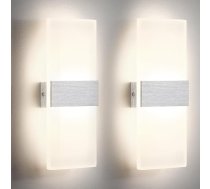 2 x 12 W LED sienas lampas iekštelpu modernas sienas lampas uz augšu un uz leju Interjera apgaismojums Priekšnama apgaismojums guļamistabai, gaitenim, dzīvojamai istabai, kāpnēm utt. Dabiski balta