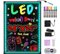 Hosim LED zīmēšanas tāfele 50 cm x 70 cm Gaismas LED rakstāmgalds ar tālvadības pulti un 8 neona pildspalvām DIY dizaina gaismas tāfele ar 7 krāsu mirgojošām modēm kafejnīcām, bāriem, restorāniem, kāzām