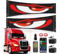 2 LED velna acu gaisma automašīnām Personalizētas acu gaismas zīmes Elastīgas LED acis automašīnas logiem ar tālvadības pulti automašīnai, kravas automašīnai, tekstam, grafiti, viedprogrammai, Bluetooth, USB 5 V (374 x 92 mm)