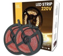 LED ATOMANT Iepakojums ar 2 gabaliem 5 metru garš 220 V tiešās LED gaismas lentes rullītis, 12 W/m, krāsa neitrāli balta (4500 K), ūdensizturīgs (IP65), nogriezts ik pēc 10 cm