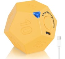 Cuteefun Pomodoro taimeris, rotējošs kubs taimeris, uzlādējams virtuves pulkstenis ar vibrāciju, laika taimeris bērniem ar 12 pusēm, īss taimeris ar regulējamu skaņu virtuvei, kabinetam, dzeltens