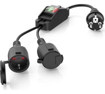 Pagarinātājs ar 2 Schuko ligzdām, pagarinātājs 5 m, aizsardzība pret pieskārienu iekštelpās, IP20, 1 mm², 250 V, 16 A, 3680 W - melns