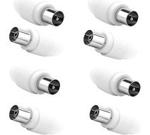 Powice antenas kontaktdakšu koaksiālais komplekts, koaksiālā kontaktdakša, 4x koaksiālā kontaktdakša un 4x koaksiālā kontaktligzda kabeļtelevīzijas, DVB-C radio un DVB-T2 TV antenām IEC (vīriešu un sieviešu)