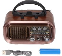RXBT628 Vintage pārnēsājamais radio skaļrunis, FM AM SW 3 joslas daudzfunkcionāls kartes radio atskaņotājs ar ārējo antenu iekštelpās ārā