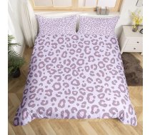 Homemissing Sega Cover Soft Leopard Print Meitenes Leopard Pattern Print Set sega Cover 135 x 200 cm Violeta gepards kažokādas sega Covers dzīvnieku ādas guļamistaba