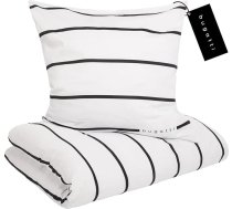 bugatti Gultas veļa 155 x 220 cm - satīna gultasveļa balta/melna, 100% kokvilna, 2 gabali ar rāvējslēdzēju