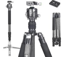 INNOREL RT75C oglekļa šķiedras statīvs 172 cm 2-in-1 statīvs monopods Profesionāls lieljaudas kameru statīvs maksimālā slodze 20 kg maksimālā caurule 29 mm ar centrālo kolonnu N44 lodveida galvas statīva somiņa (RT75C + N44)
