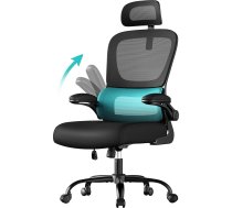 SONGMICS biroja krēsls, rakstāmgalda krēsls, ergonomisks tīklveida krēsls, divslāņu tīklveida, elpojošs, pielāgojams jostas balsts, regulējams pagalvis, mājas birojam, tintes melns OBN041B01