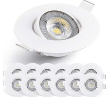 EMOS LED iebūvēts prožektors 230 V, 5 W / 450 lm, 50° pagrieziena leņķis, auksti balta 6500 K (dienasgaisma balta), iebūvēts prožektors, plakana 68 mm cauruma izmērs, 12 LED prožektoru komplekts, 230 V, apaļš (krāsa: balta)
