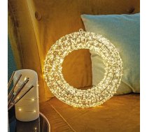 hellum 153095 LED gaismas vainags ar taimeri Diametrs 30 cm ar virves pērlītēm LED pasaku gaismas āra un iekštelpu 1440 silti baltas gaismas, āra transformators, Ziemassvētku rotājums logu, kāzu rotājums, dārza rotājums